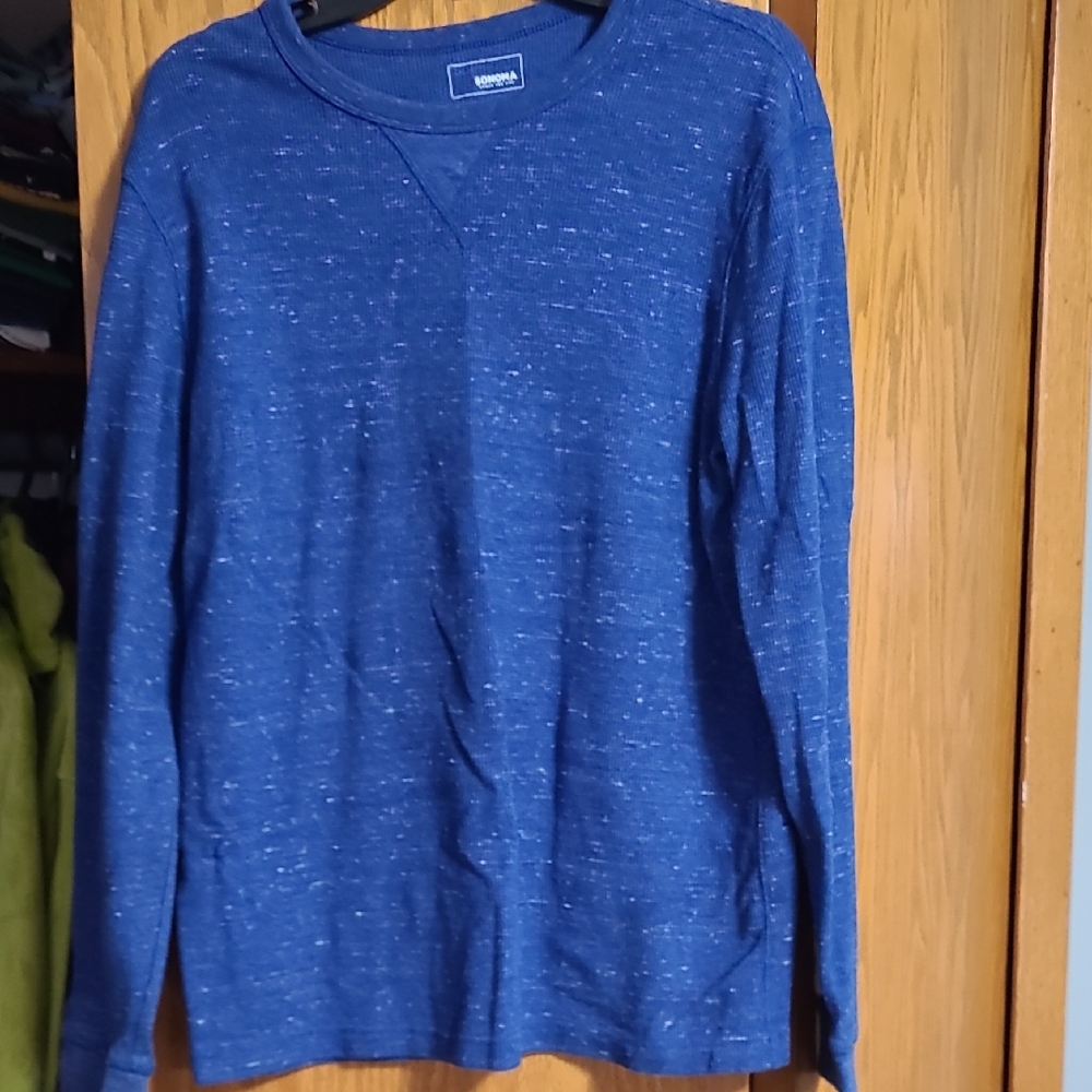 Sonoma Heathered Navy Long Sleeve Shirt